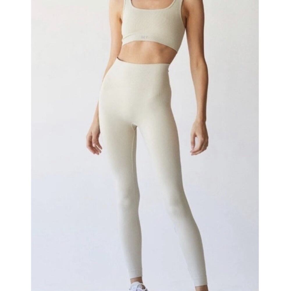 Set Active Sculptflex Legging Tight Size Medium Beige Oatmilk High Rise Seamless